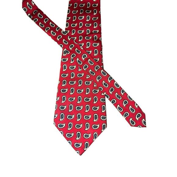 Polo Ralph Lauren Red Paisley 100% Silk Handmade in USA Neck Tie - Picture 1 of 5
